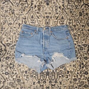 Levi’s 501 High Rise Denim Cutoff Shorts Light Wash Womens W26 Minimalist Y2K